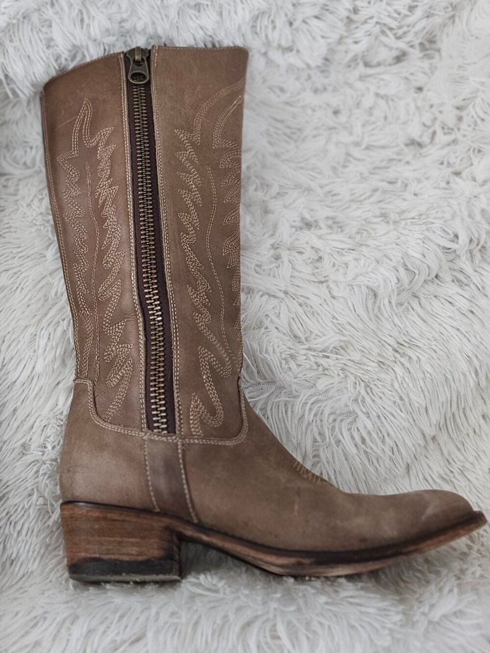 Steve Madden Graced Distressed Leather Western Knee-high Boots Brown 6M - Picture 10 of 16